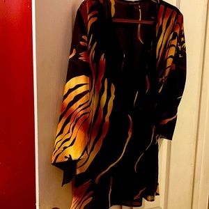 Ashley Stewart SzXL dressed top w/bat large sleeves tie strings wrap multicolor